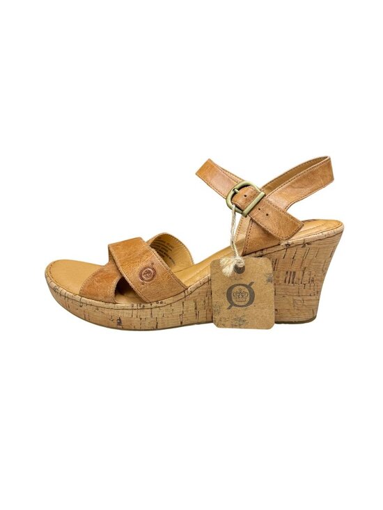 Born Shoes - Born Women's Alaina Criss-Cross Leather/Cork Platform Wedge Sandals Sz 10M NWOB